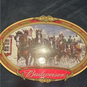 Vintage Anheuser Busch Budweiser Clydesdale Horse Team Wall Bubble Sign 20”x 30”